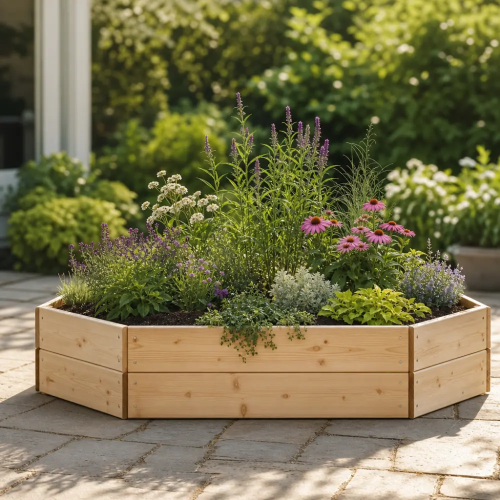 Premium Extended Hexagon Wood Raised Bed