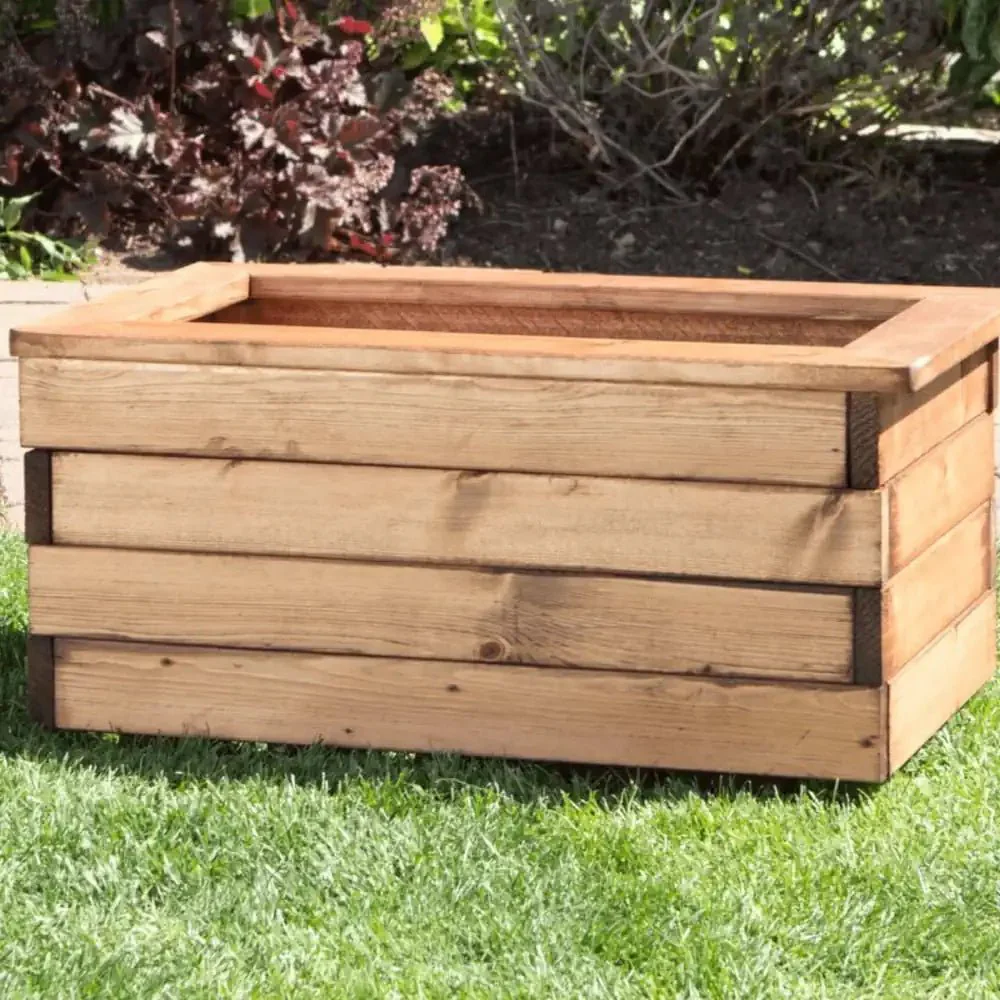 Premium Redwood Wooden Trough Planter with Lip - Image 10