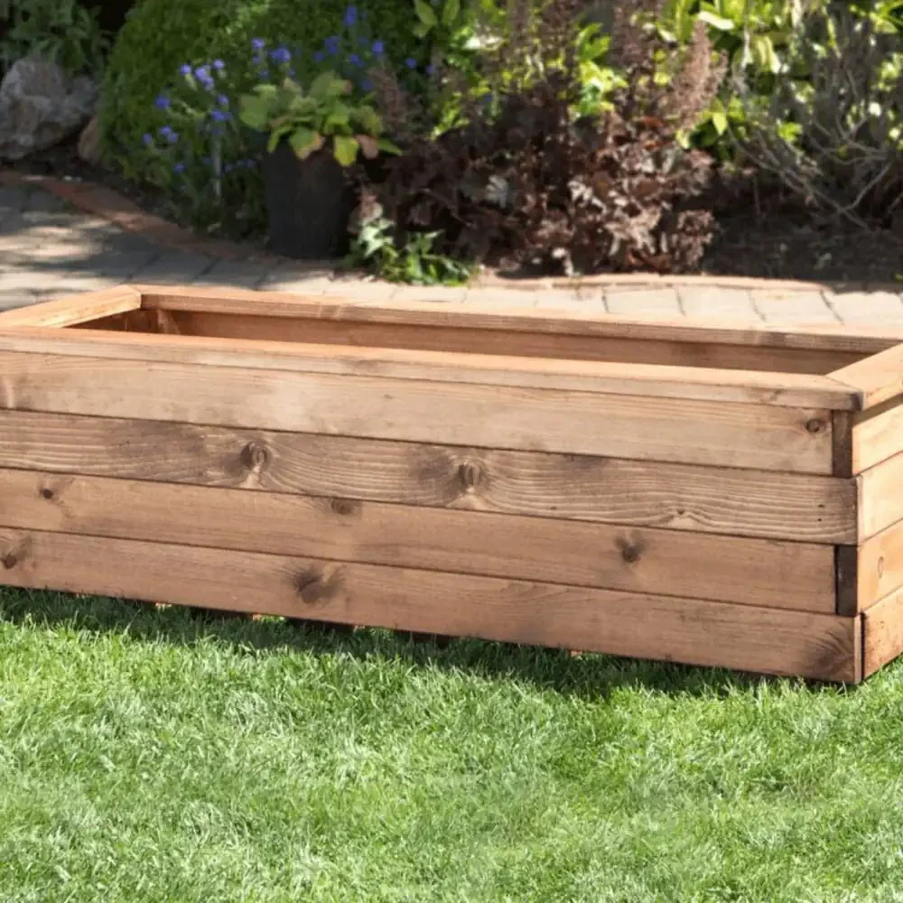 Premium Redwood Wooden Trough Planter with Lip - Image 7