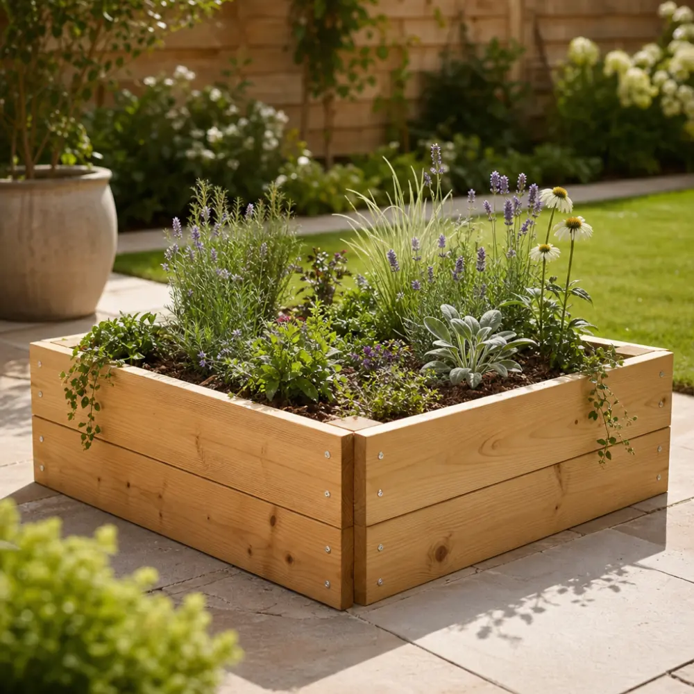 Premium Square Wood Raised Bed - Image 2
