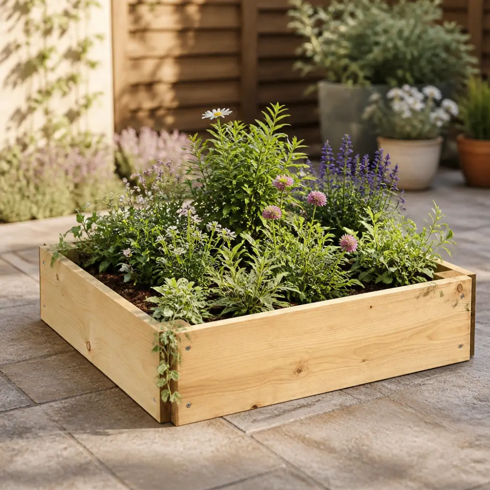 Premium Square Wood Raised Bed - Image 4