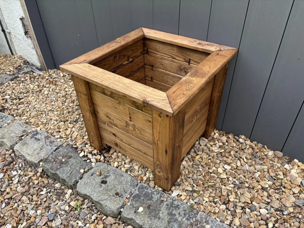 Prestbury Raised Square Redwood Planter - Image 3