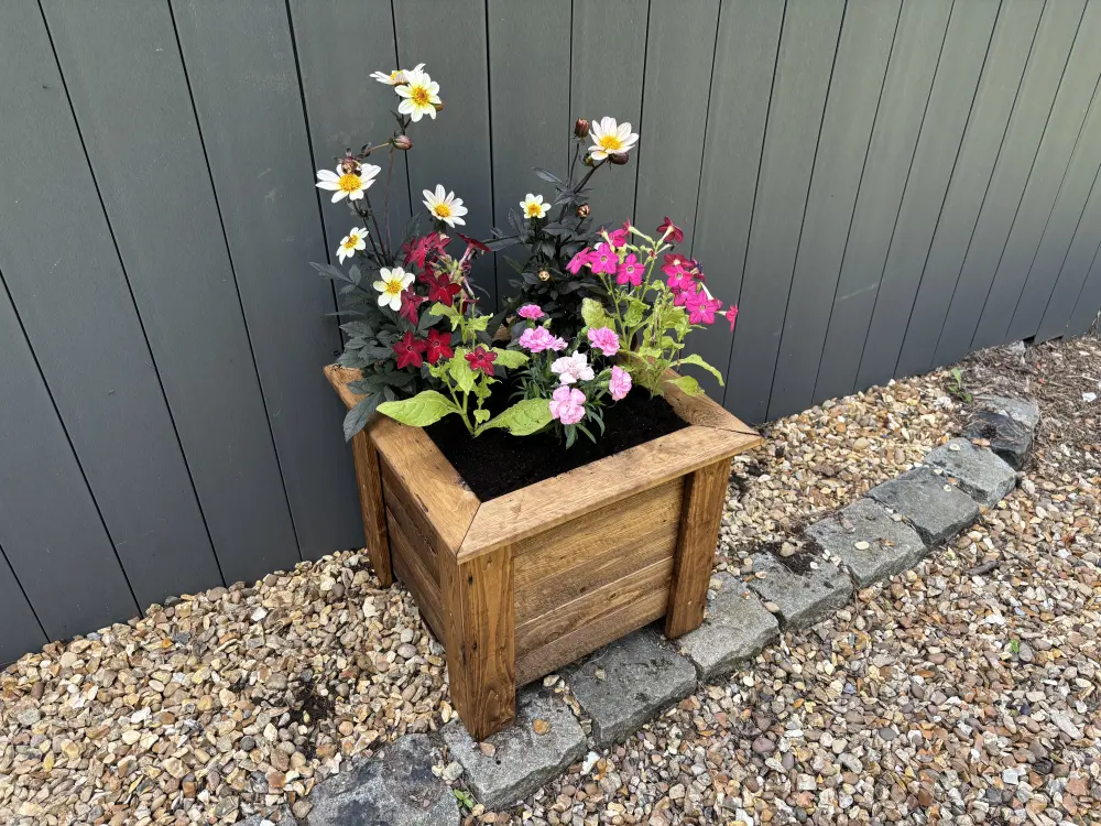 Prestbury Raised Square Redwood Planter - Image 4