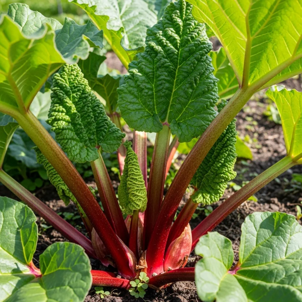 Raspberry Red' Rhubarb Plant | 3 Bare Root Crowns - Image 2