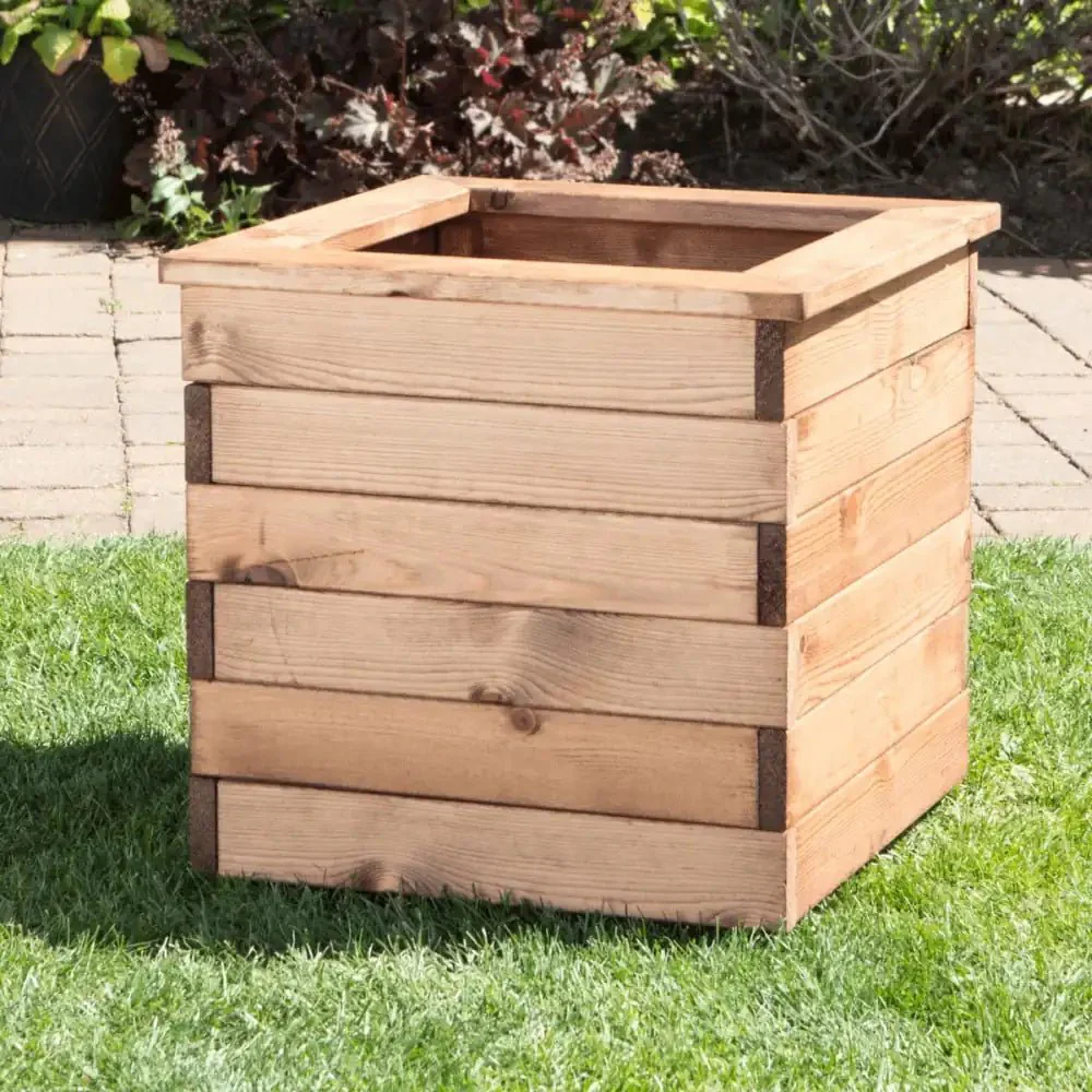 Redwood Extra Large Square Wooden Planter - Image 3