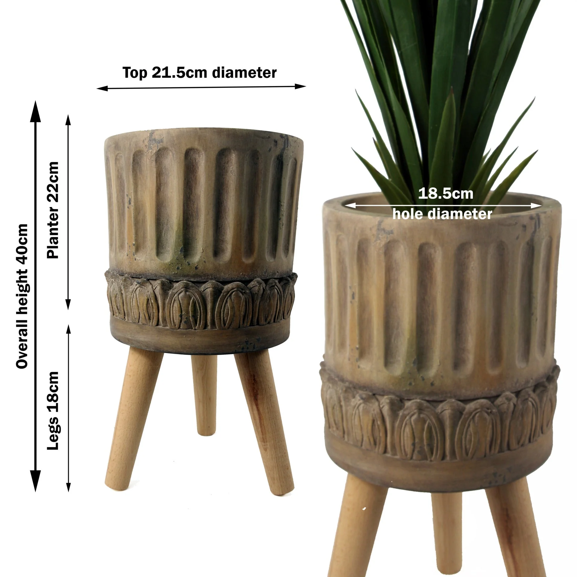 Ridged Composite Planter with Stand - Image 3