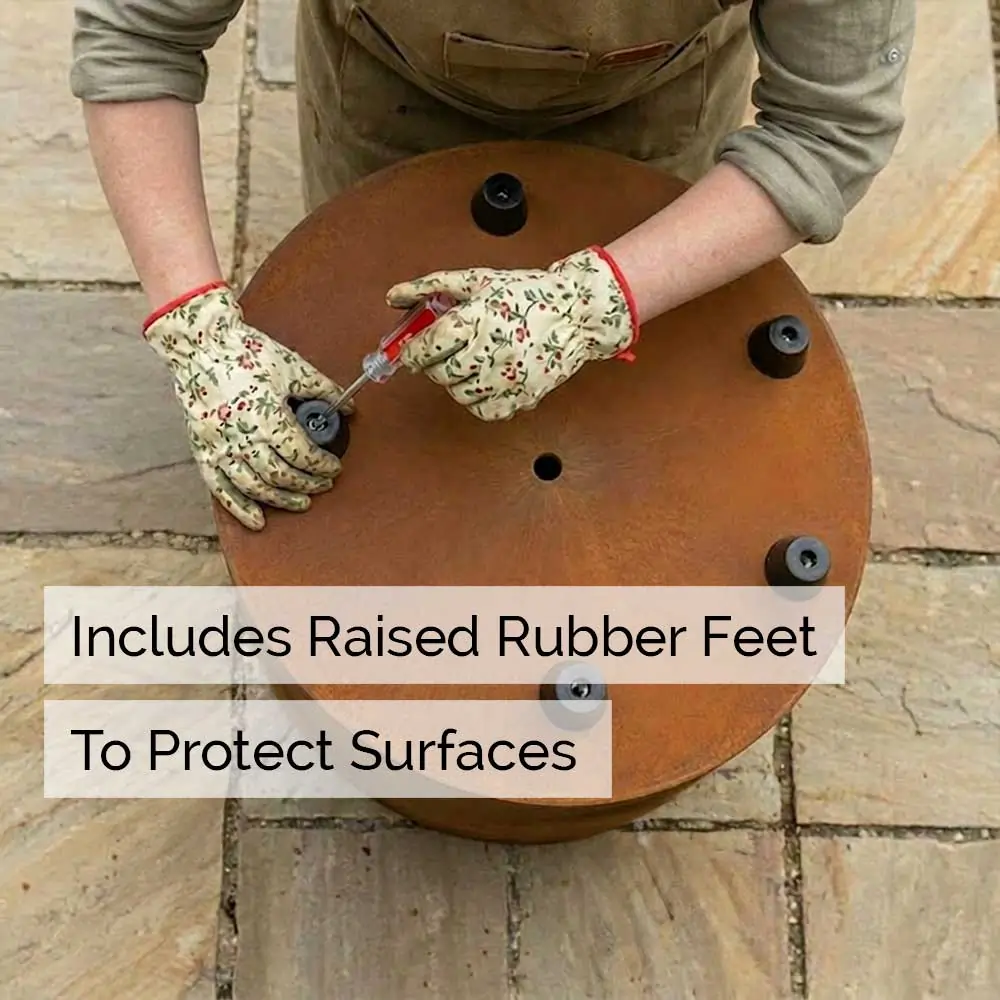 Pre-Rusted Corten Steel Round Tall Cylinder Planter with Feet - Image 15