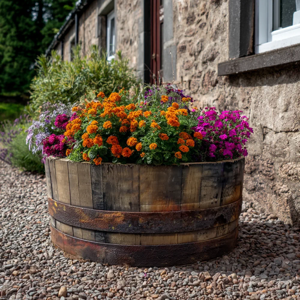 Rustic Oak Barrel Tree / Herb / Bedding Planter - Image 10