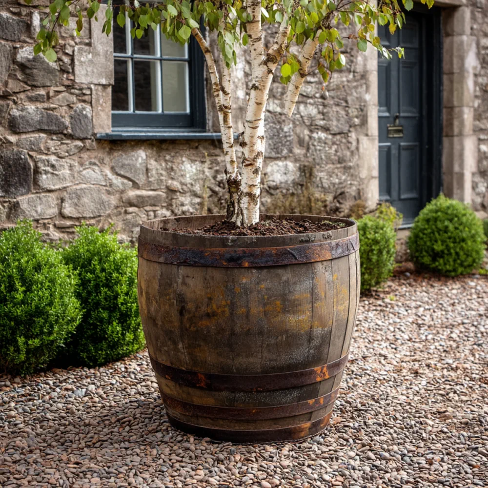Rustic Oak Barrel Tree / Herb / Bedding Planter - Image 100