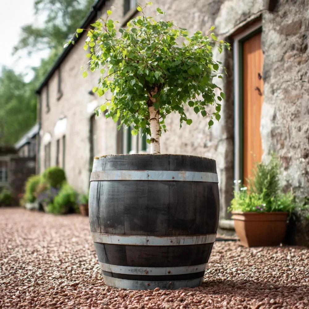 Rustic Oak Barrel Tree / Herb / Bedding Planter - Image 104