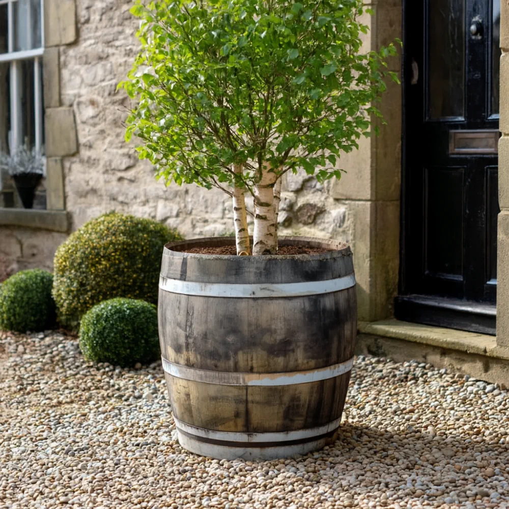 Rustic Oak Barrel Tree / Herb / Bedding Planter - Image 105