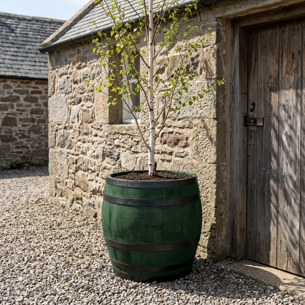 Rustic Oak Barrel Tree / Herb / Bedding Planter - Image 109