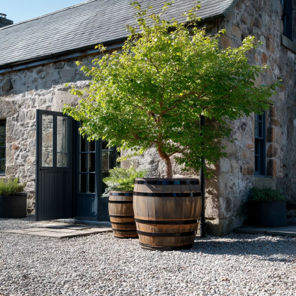 Rustic Oak Barrel Tree / Herb / Bedding Planter - Image 119