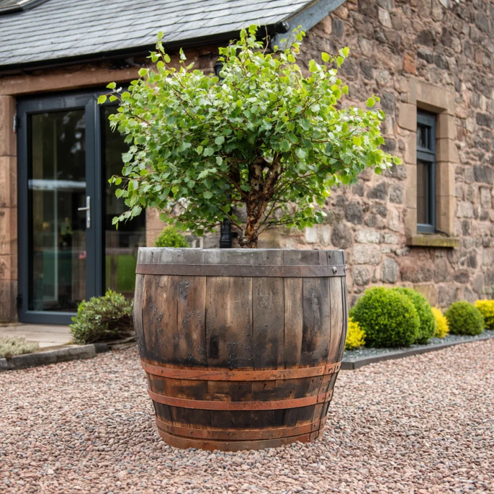 Rustic Oak Barrel Tree / Herb / Bedding Planter - Image 125