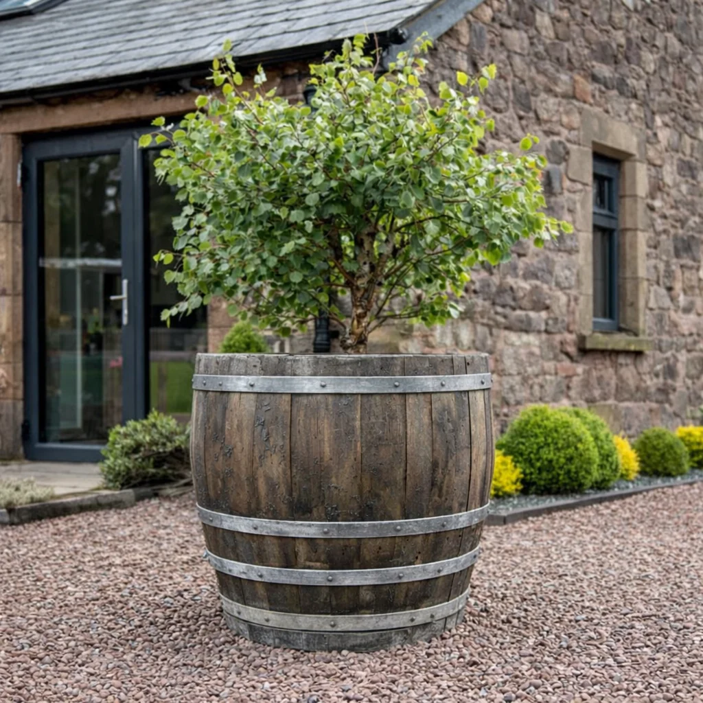 Rustic Oak Barrel Tree / Herb / Bedding Planter - Image 127