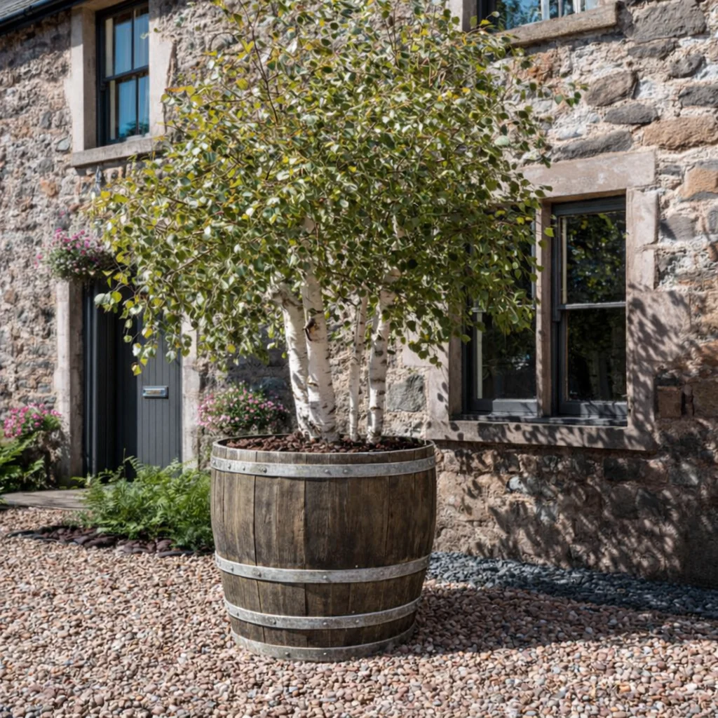 Rustic Oak Barrel Tree / Herb / Bedding Planter - Image 128