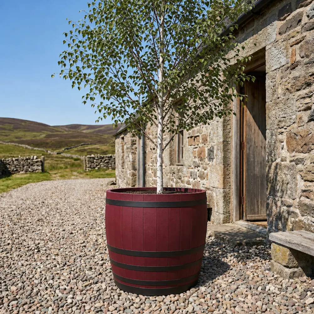 Rustic Oak Barrel Tree / Herb / Bedding Planter - Image 130