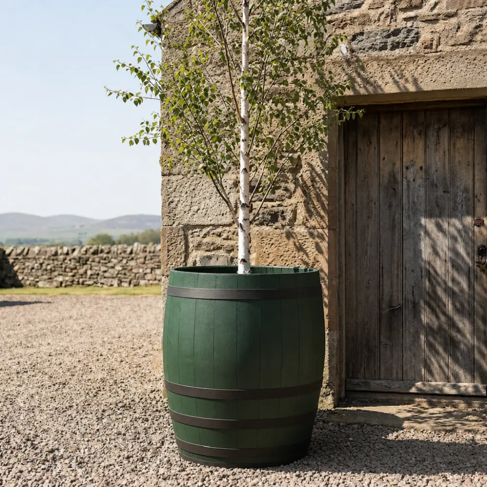 Rustic Oak Barrel Tree / Herb / Bedding Planter - Image 131