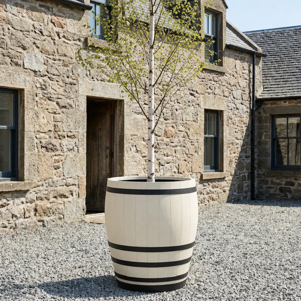 Rustic Oak Barrel Tree / Herb / Bedding Planter - Image 137