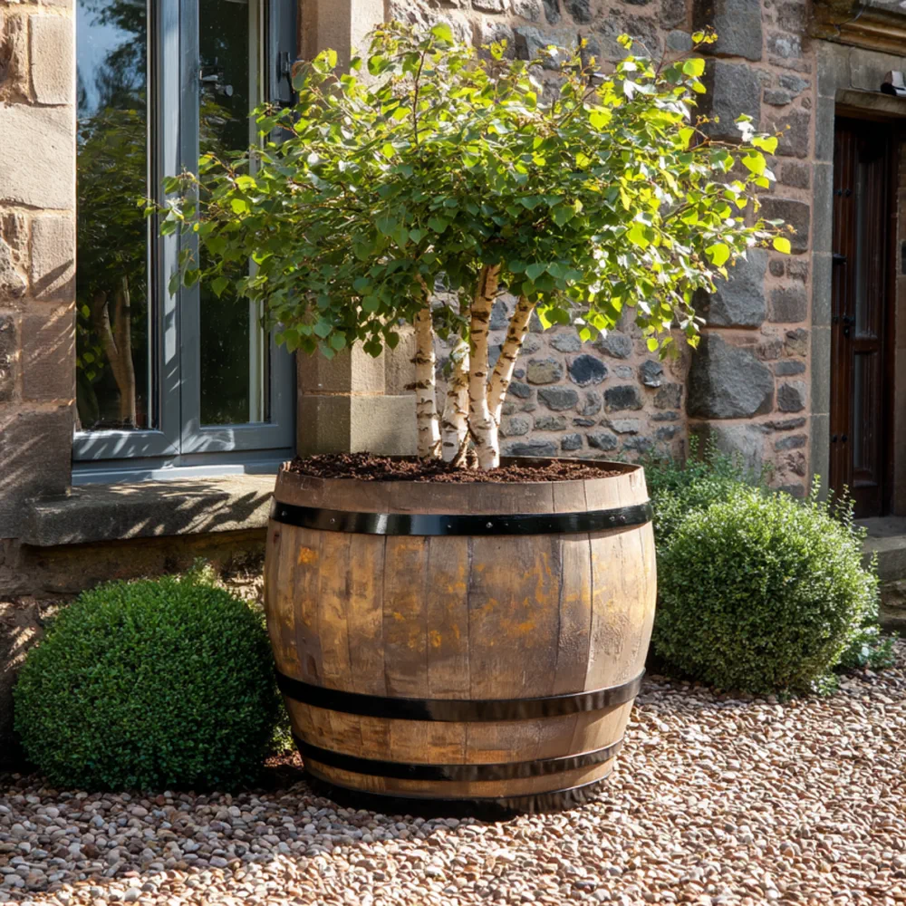 Rustic Oak Barrel Tree / Herb / Bedding Planter - Image 139