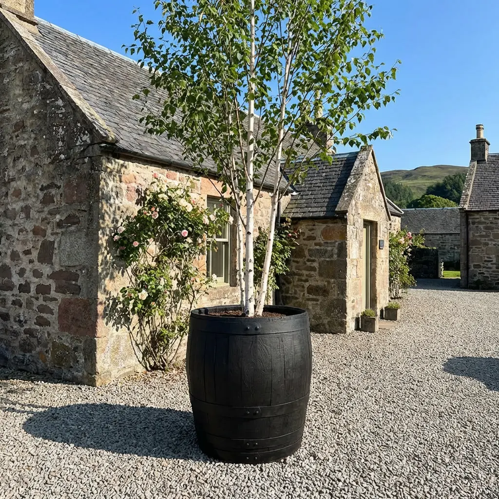 Rustic Oak Barrel Tree / Herb / Bedding Planter - Image 141