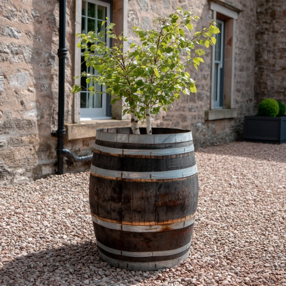 Rustic Oak Barrel Tree / Herb / Bedding Planter - Image 146