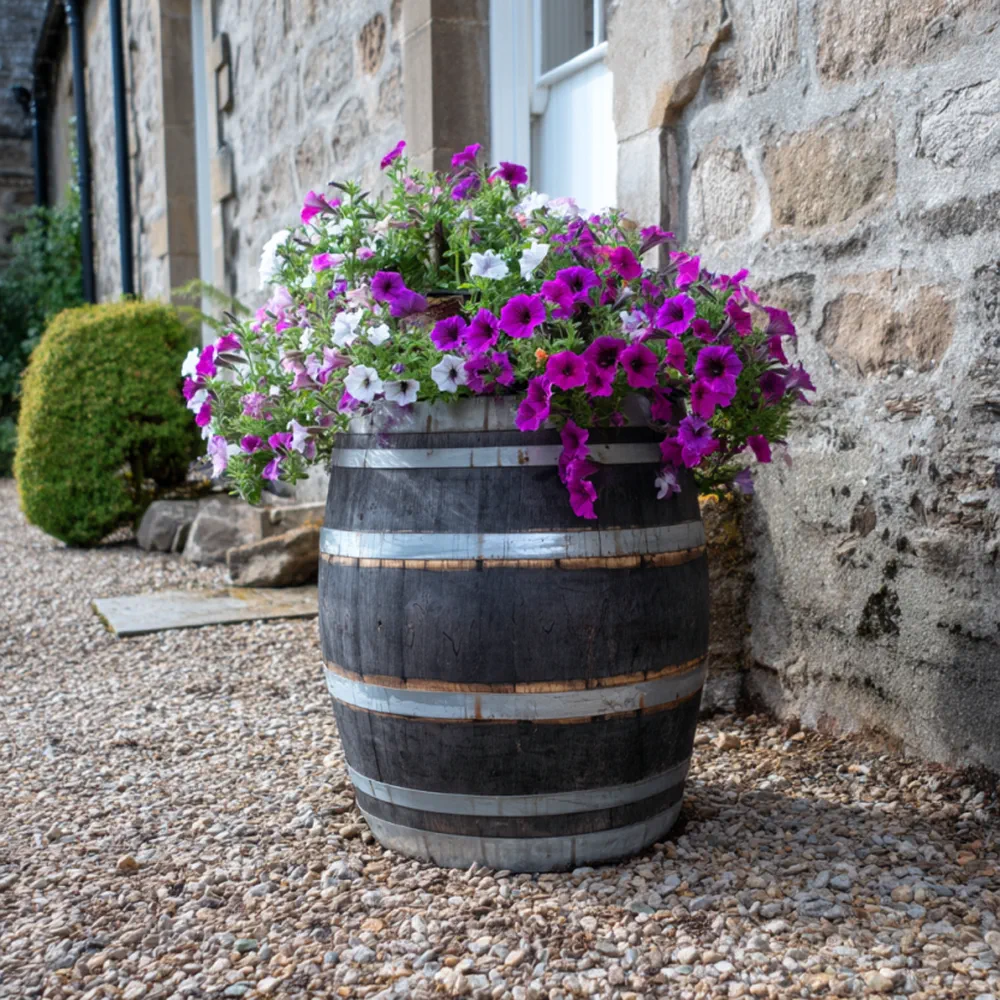 Rustic Oak Barrel Tree / Herb / Bedding Planter - Image 147