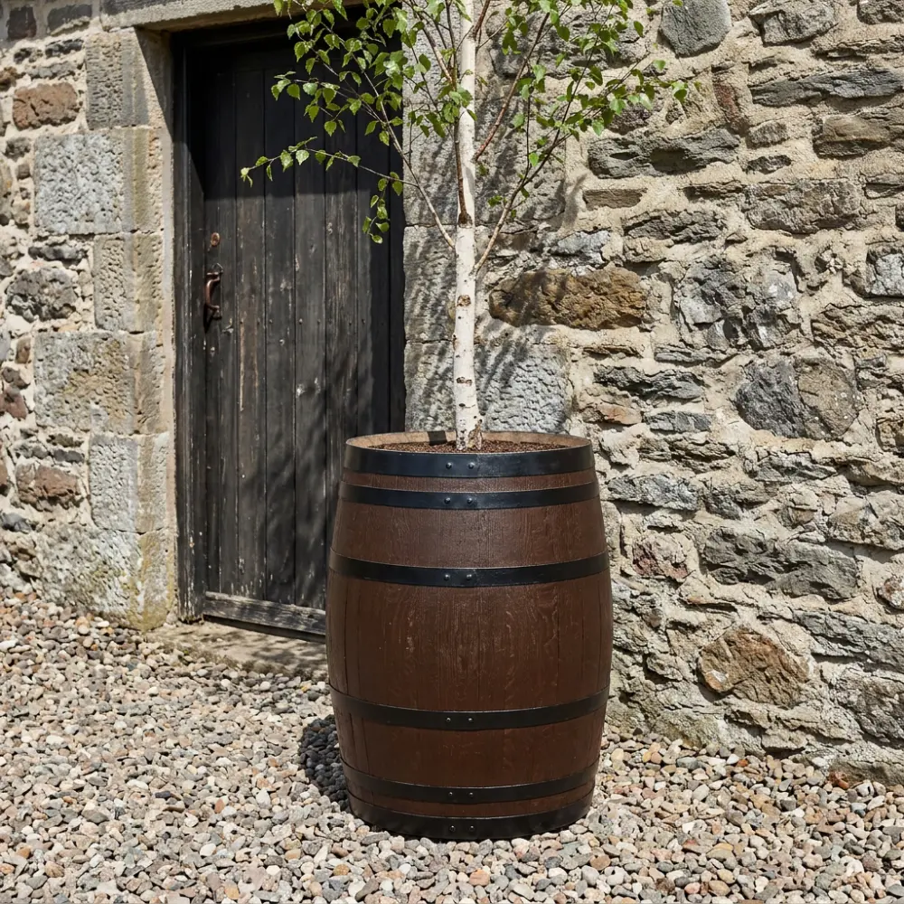Rustic Oak Barrel Tree / Herb / Bedding Planter - Image 155