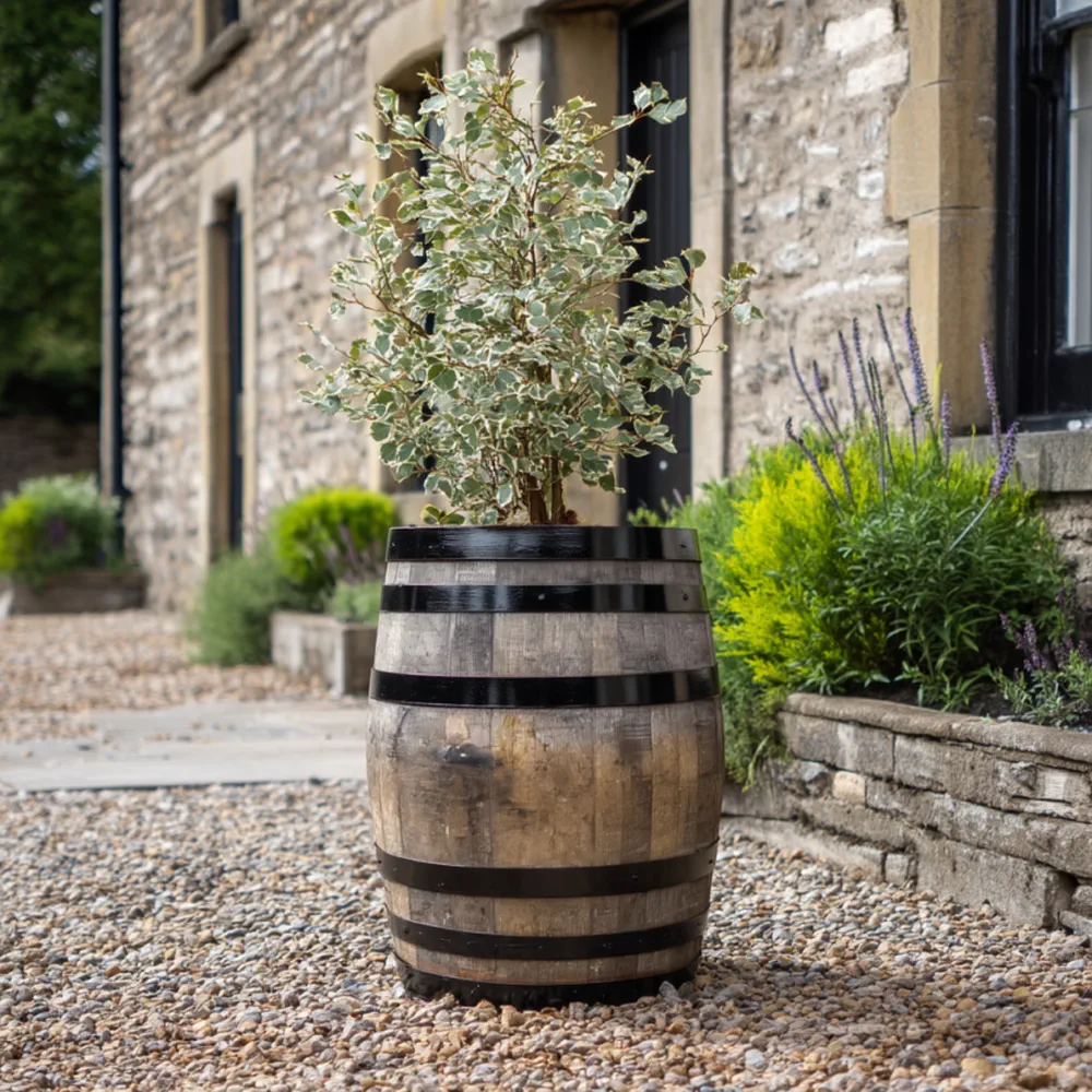 Rustic Oak Barrel Tree / Herb / Bedding Planter - Image 161