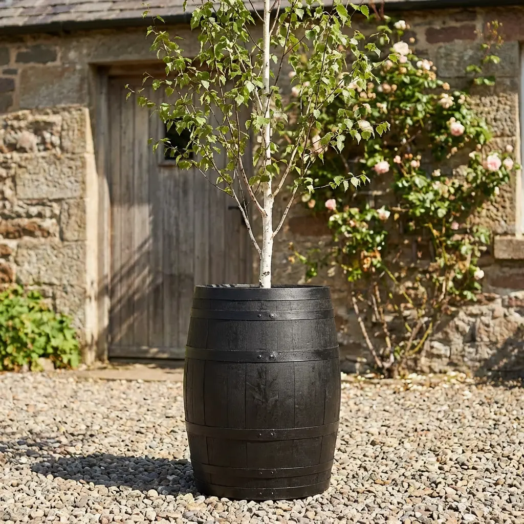 Rustic Oak Barrel Tree / Herb / Bedding Planter - Image 164