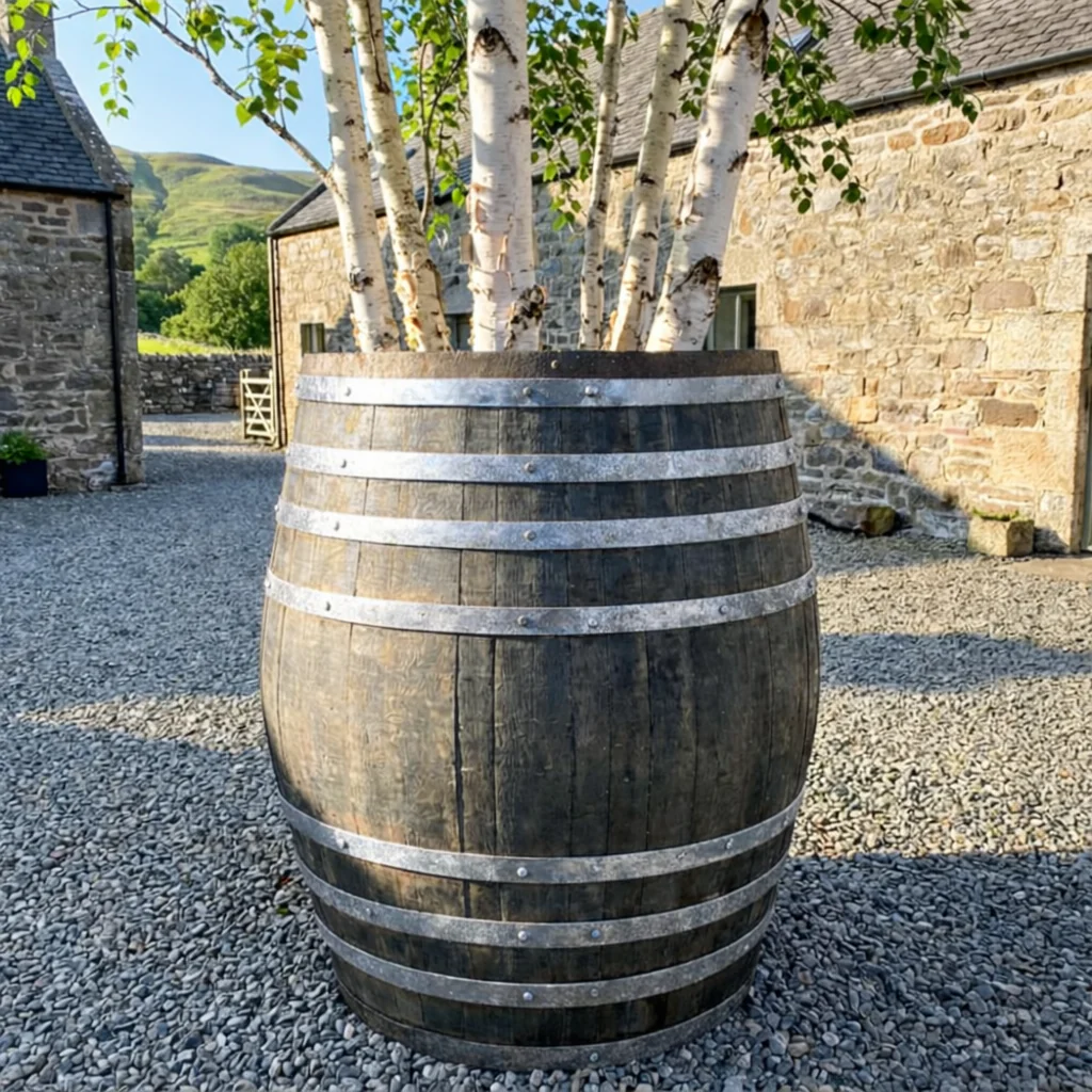 Rustic Oak Barrel Tree / Herb / Bedding Planter - Image 172