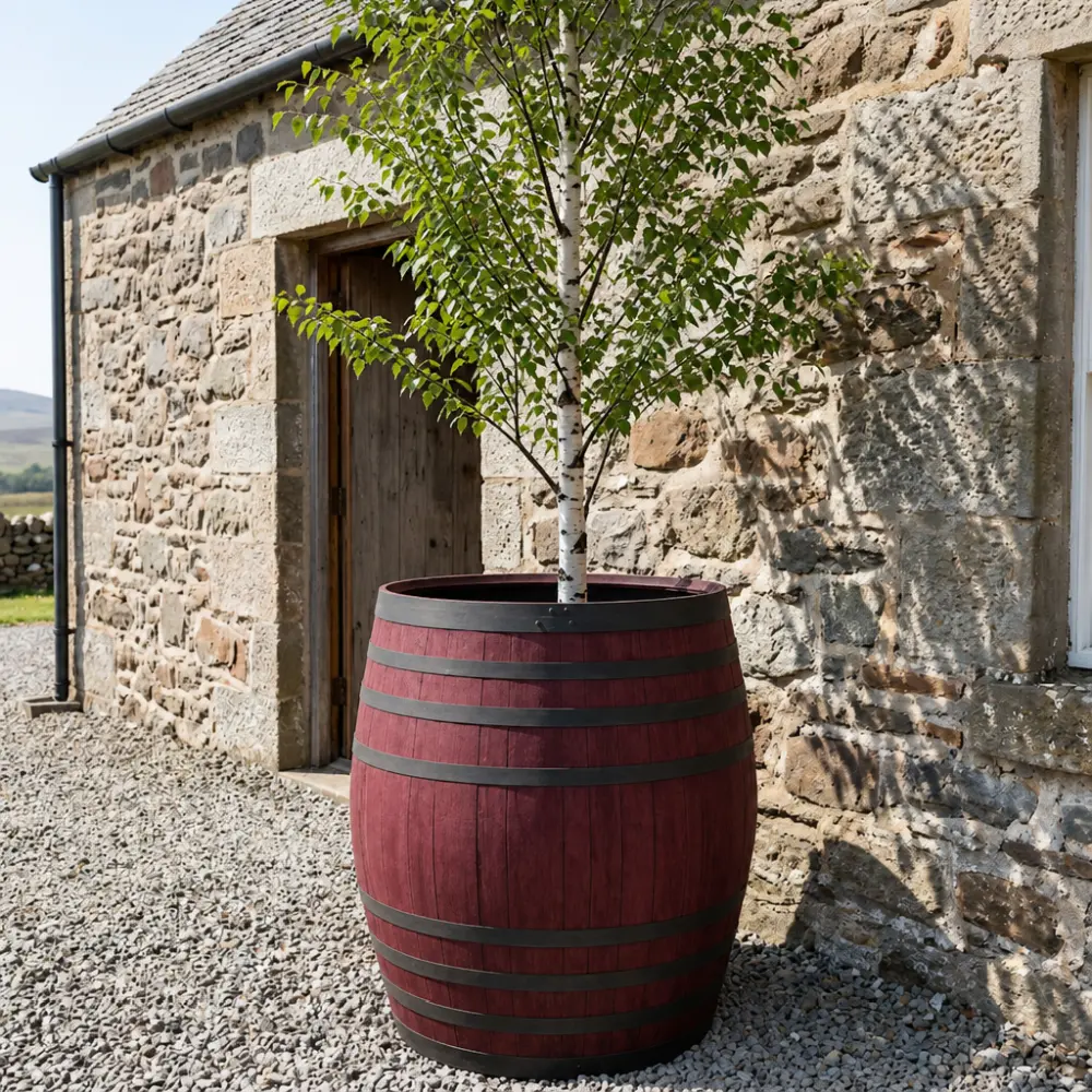 Rustic Oak Barrel Tree / Herb / Bedding Planter - Image 174