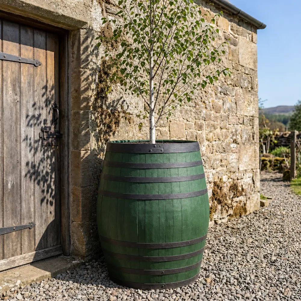 Rustic Oak Barrel Tree / Herb / Bedding Planter - Image 176
