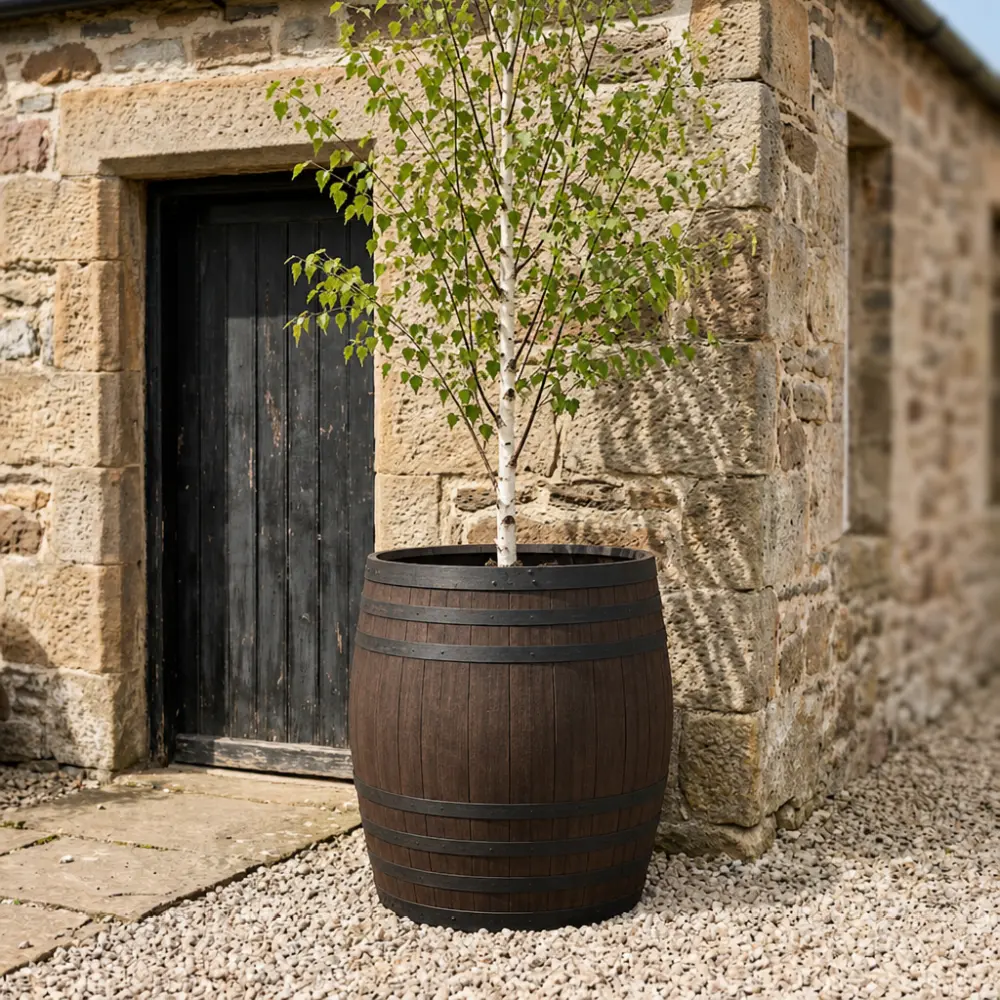 Rustic Oak Barrel Tree / Herb / Bedding Planter - Image 180