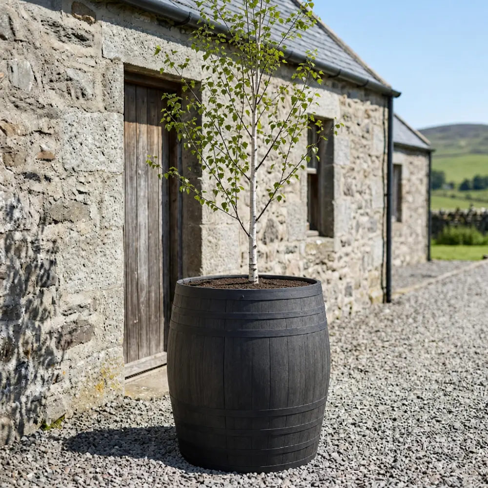 Rustic Oak Barrel Tree / Herb / Bedding Planter - Image 182