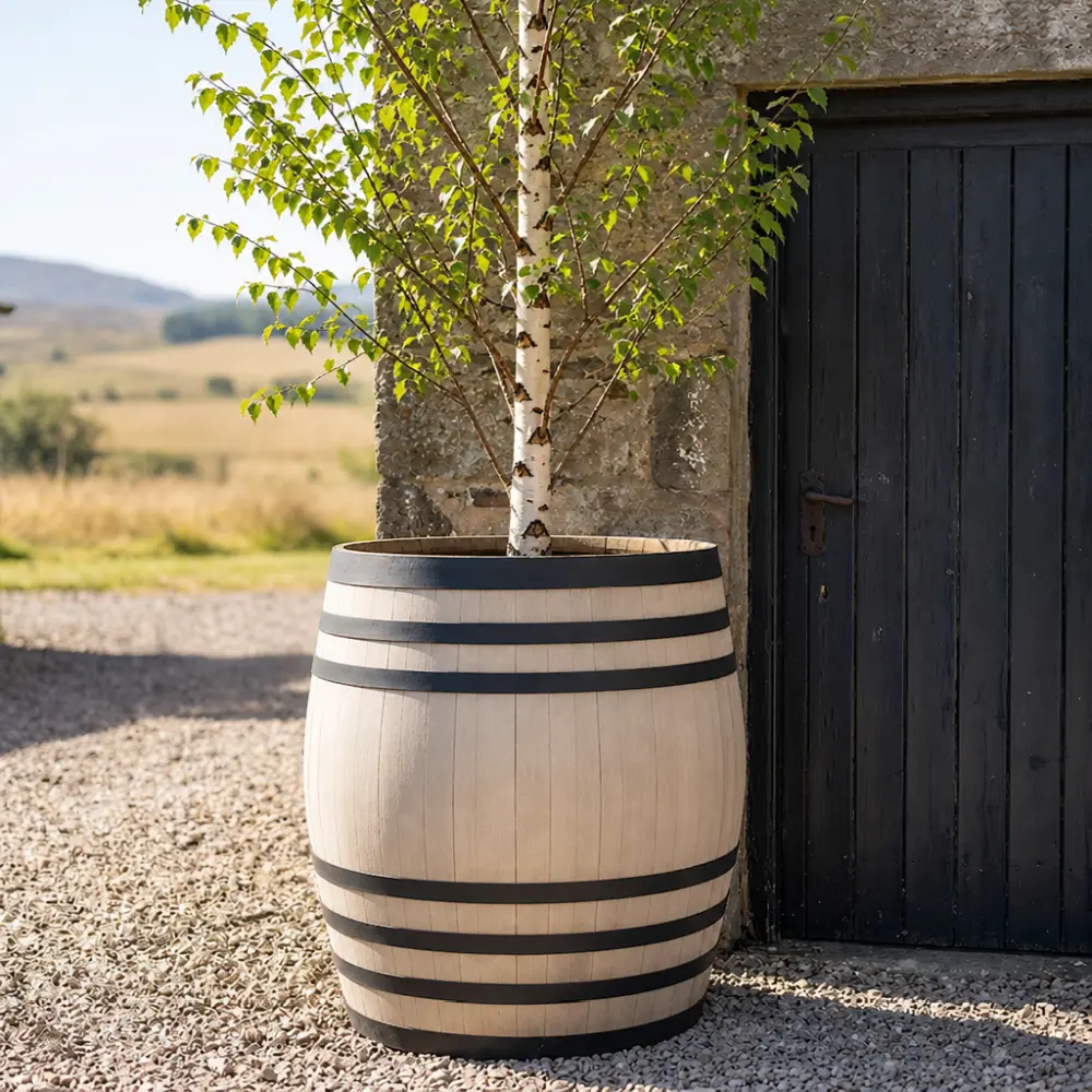 Rustic Oak Barrel Tree / Herb / Bedding Planter - Image 184