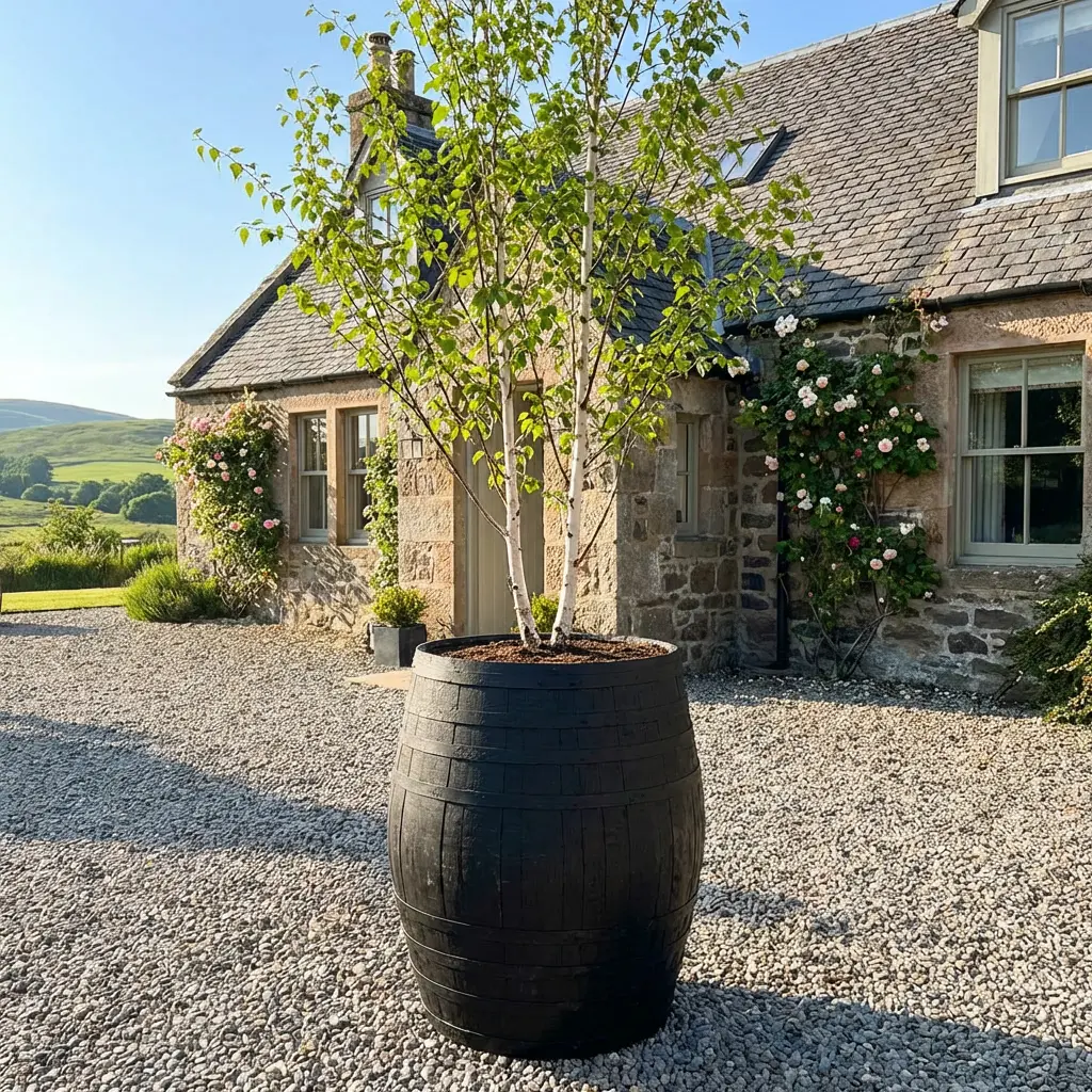 Rustic Oak Barrel Tree / Herb / Bedding Planter - Image 188