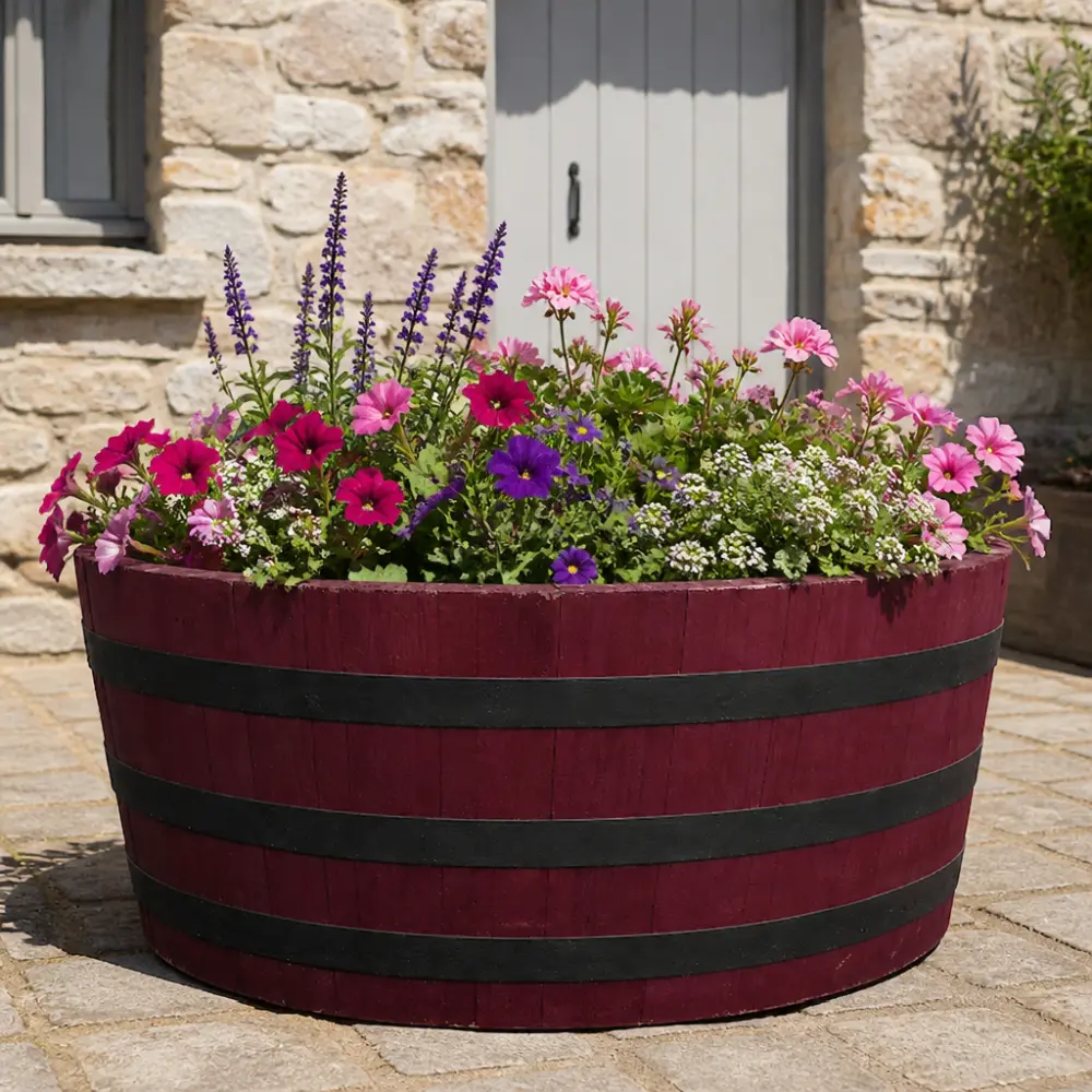 Rustic Oak Barrel Tree / Herb / Bedding Planter - Image 2