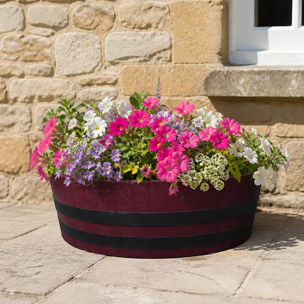 Rustic Oak Barrel Tree / Herb / Bedding Planter - Image 20