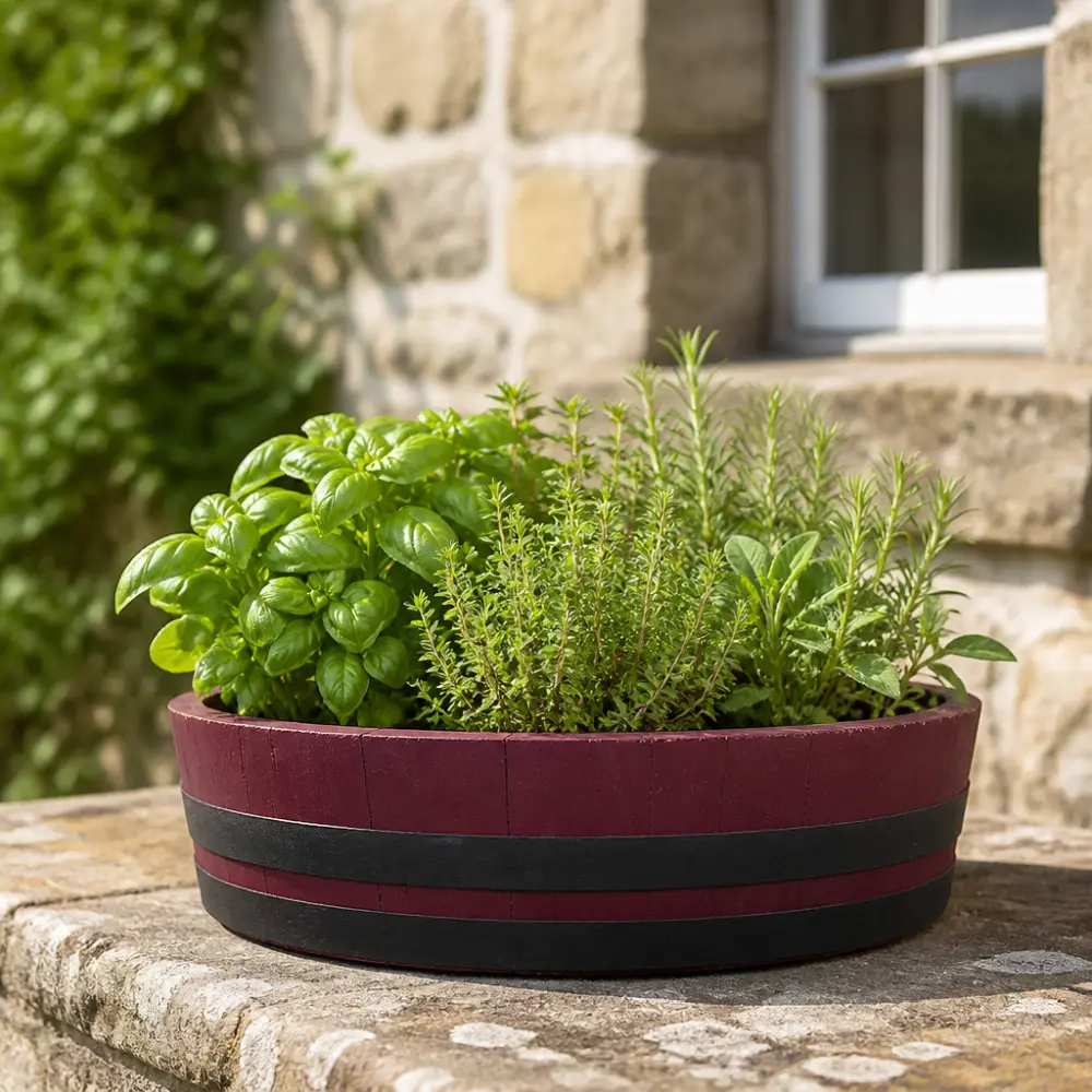 Rustic Oak Barrel Tree / Herb / Bedding Planter - Image 21