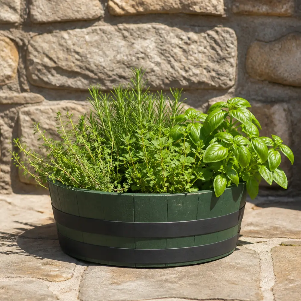 Rustic Oak Barrel Tree / Herb / Bedding Planter - Image 23