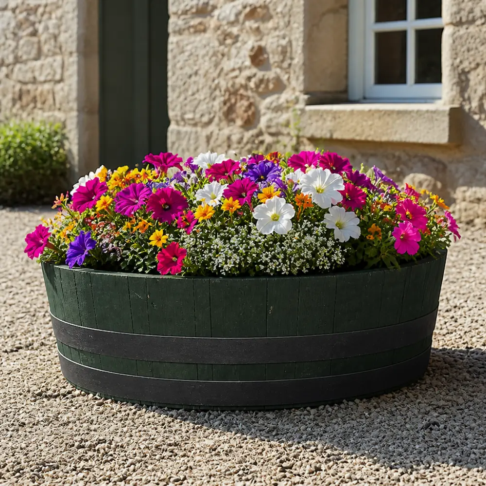 Rustic Oak Barrel Tree / Herb / Bedding Planter - Image 24
