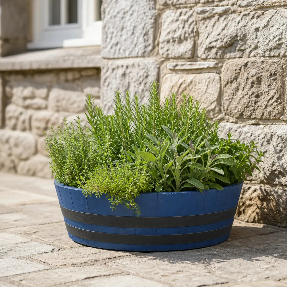 Rustic Oak Barrel Tree / Herb / Bedding Planter - Image 27