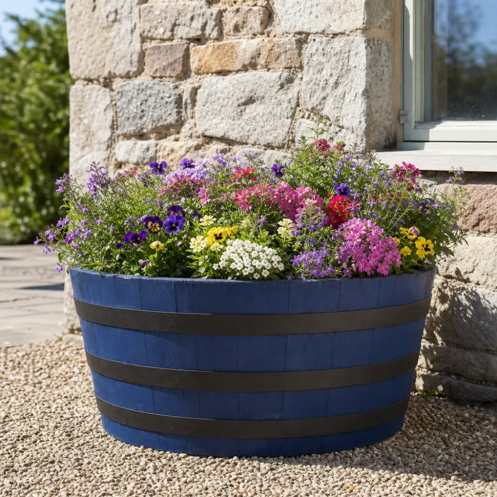 Rustic Oak Barrel Tree / Herb / Bedding Planter - Image 3