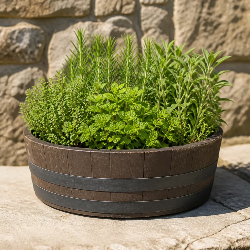 Rustic Oak Barrel Tree / Herb / Bedding Planter - Image 31