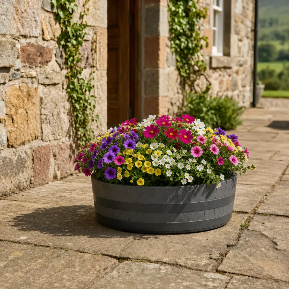 Rustic Oak Barrel Tree / Herb / Bedding Planter - Image 34