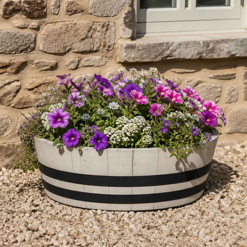 Rustic Oak Barrel Tree / Herb / Bedding Planter - Image 37