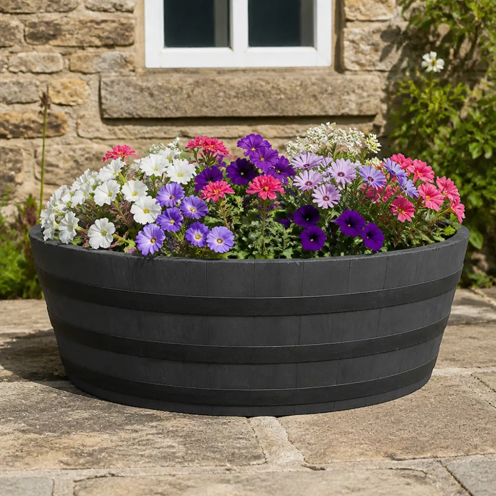 Rustic Oak Barrel Tree / Herb / Bedding Planter - Image 4