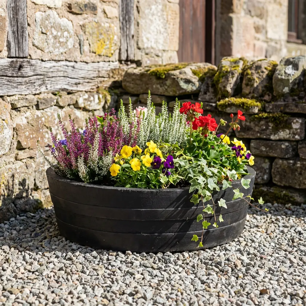 Rustic Oak Barrel Tree / Herb / Bedding Planter - Image 43