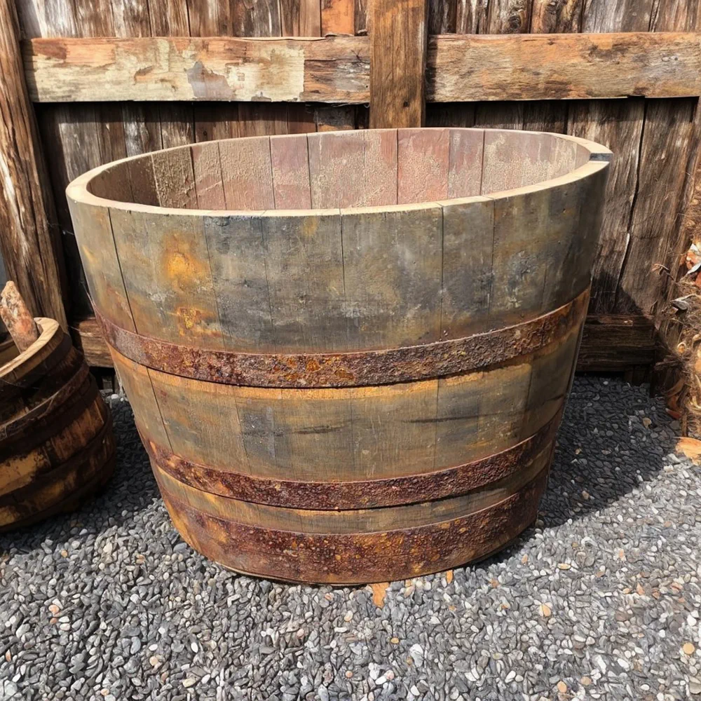 Rustic Oak Barrel Tree / Herb / Bedding Planter - Image 49